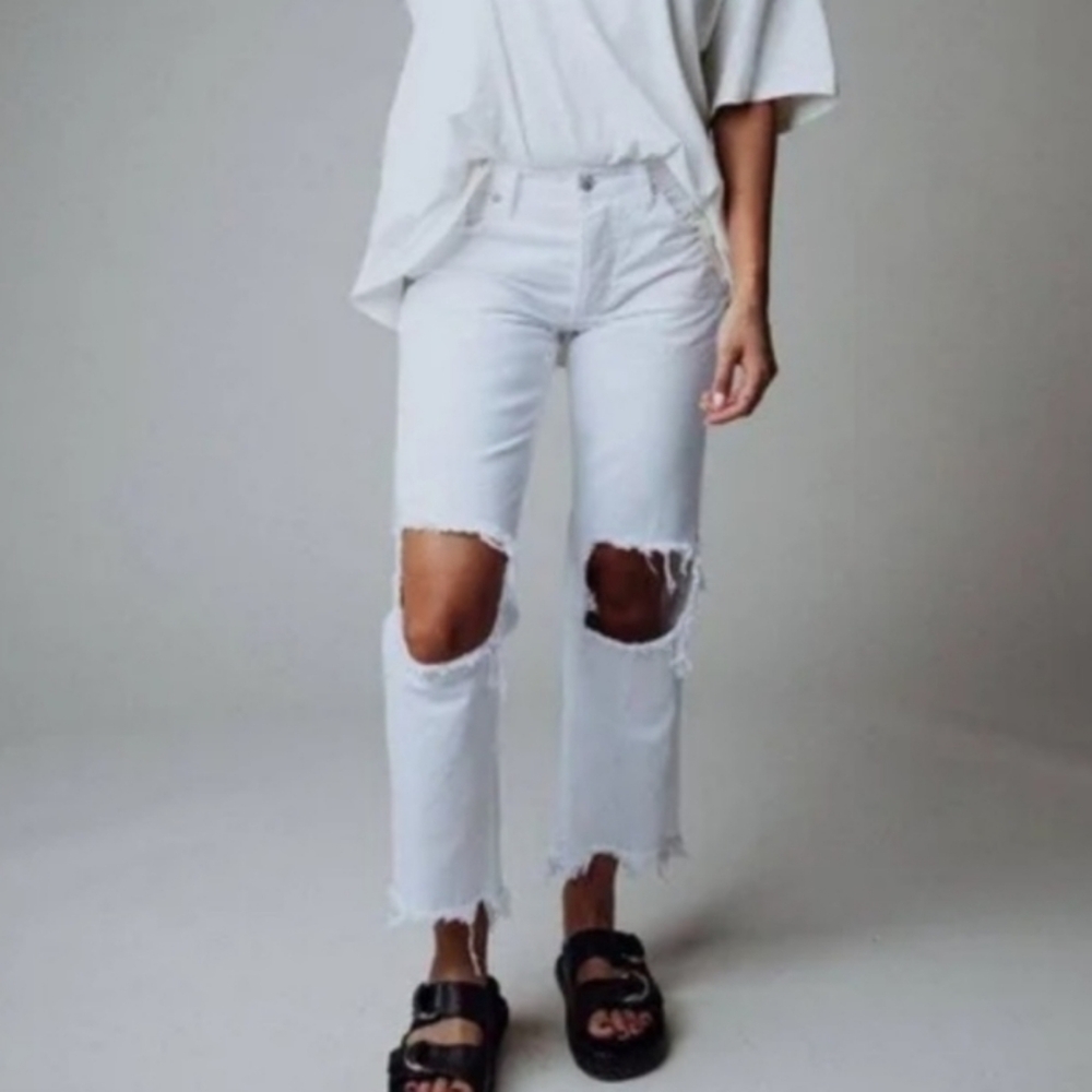 Free People x We The Free Maggie Mid Rise Straight Optic White US Size 26